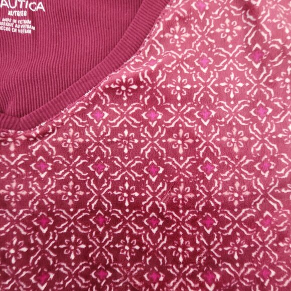 NAUTICA Pajama Set Women's XL Berry Fleece Top & Pants Pockets Drawstring - Picture 5 of 14